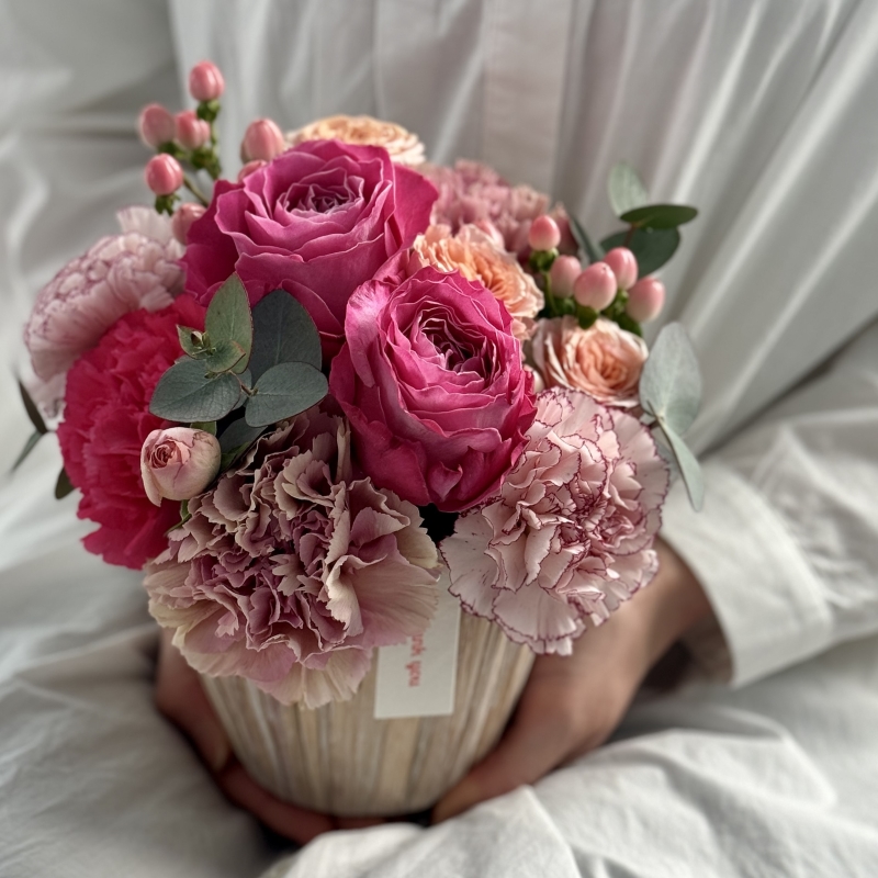 マカロンピンクとマカロンオレンジの並び