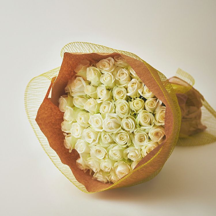 バラの花束 産地厳選 白系薔薇60本 | リンクフローリスト | バラの花束