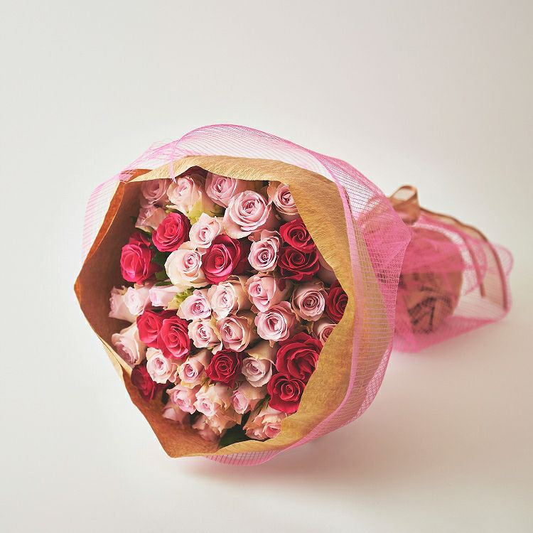 バラの花束 産地厳選 ピンク系薔薇60本 | リンクフローリスト