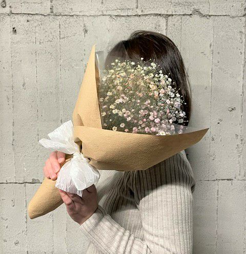 カスミソウの花束パステルレインボーブーケMサイズ | リンクフロー