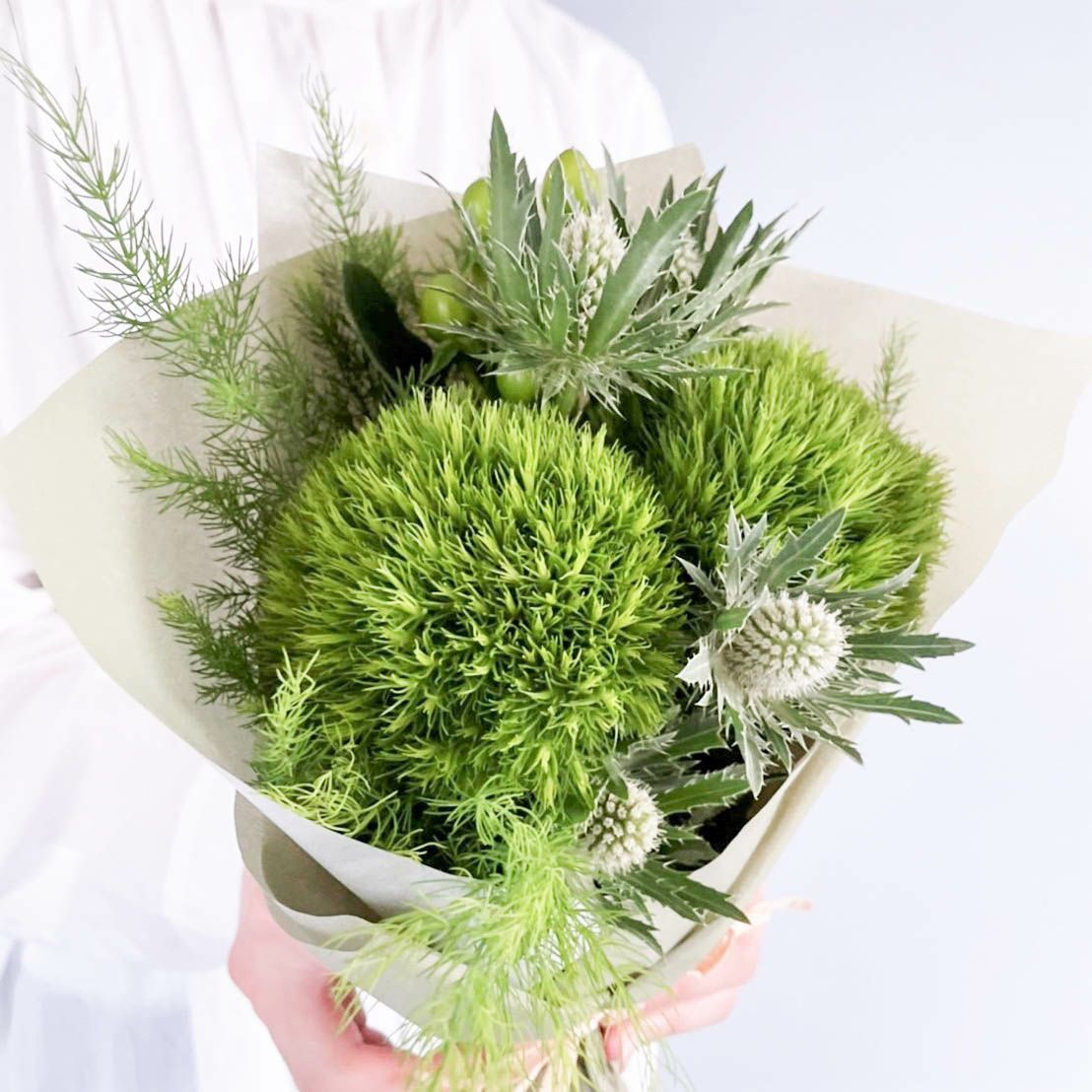 カジュアルギフト花束グリーン | リンクフローリスト | バラの花束や
